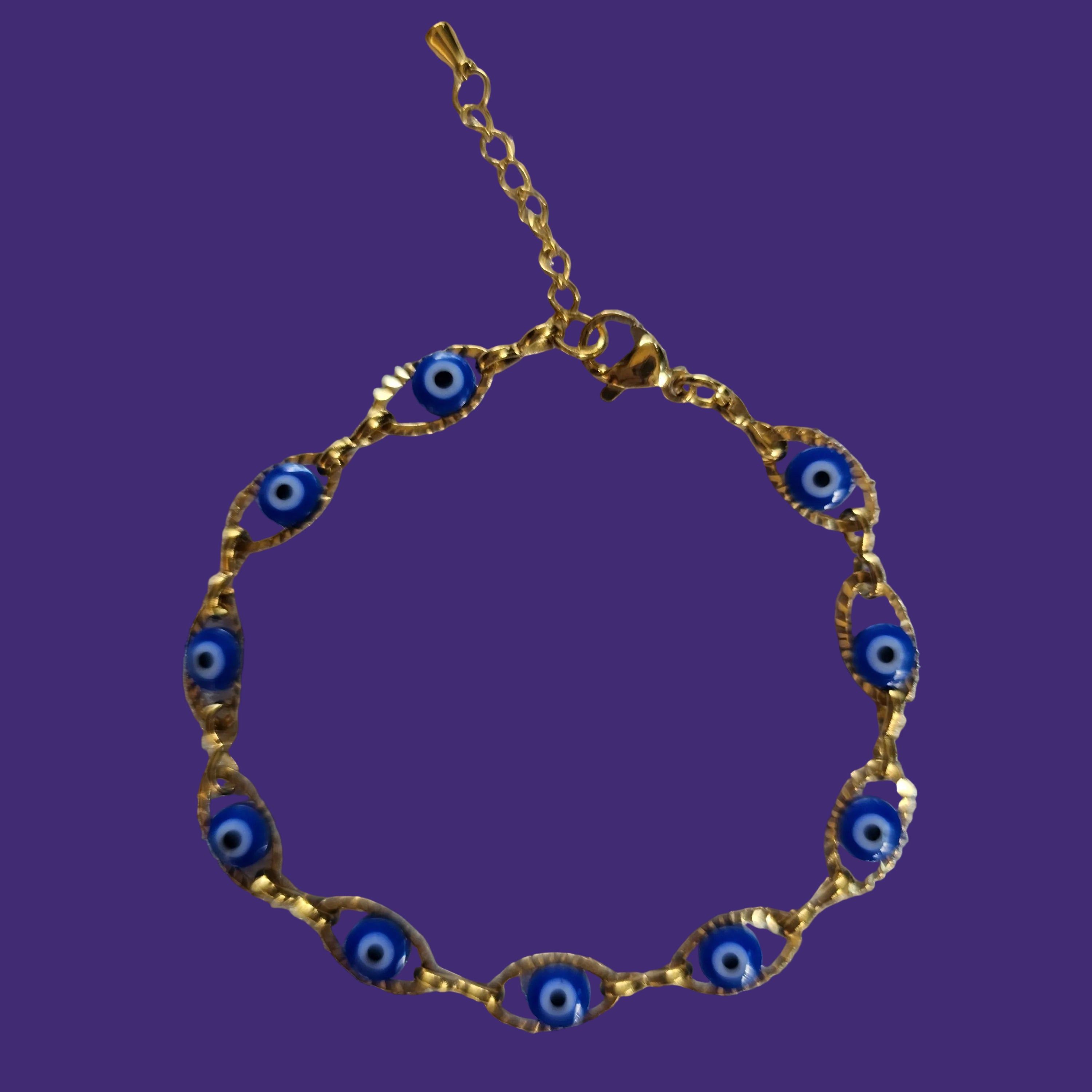Stainless Steel Evil Eye Bracelet - Gold