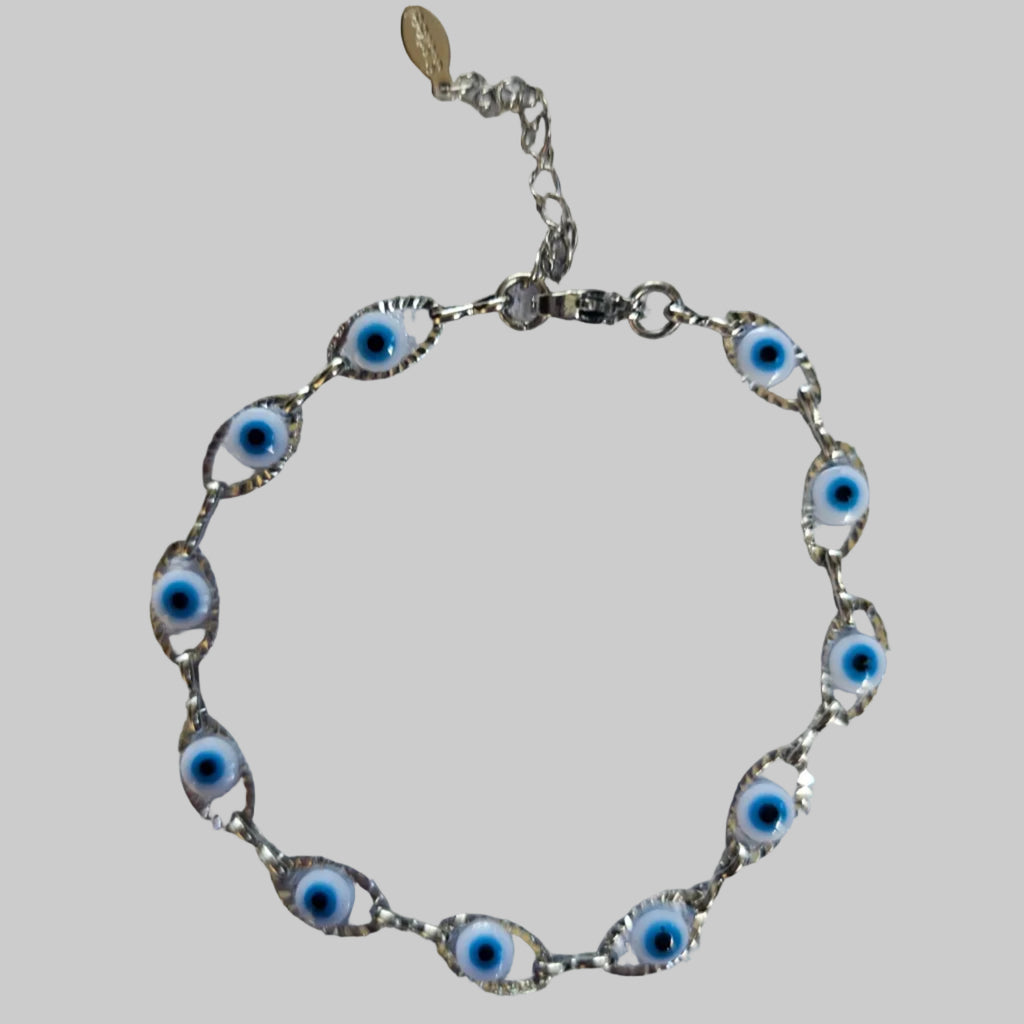 Stainless Steel Evil Eye Bracelet - Silver
