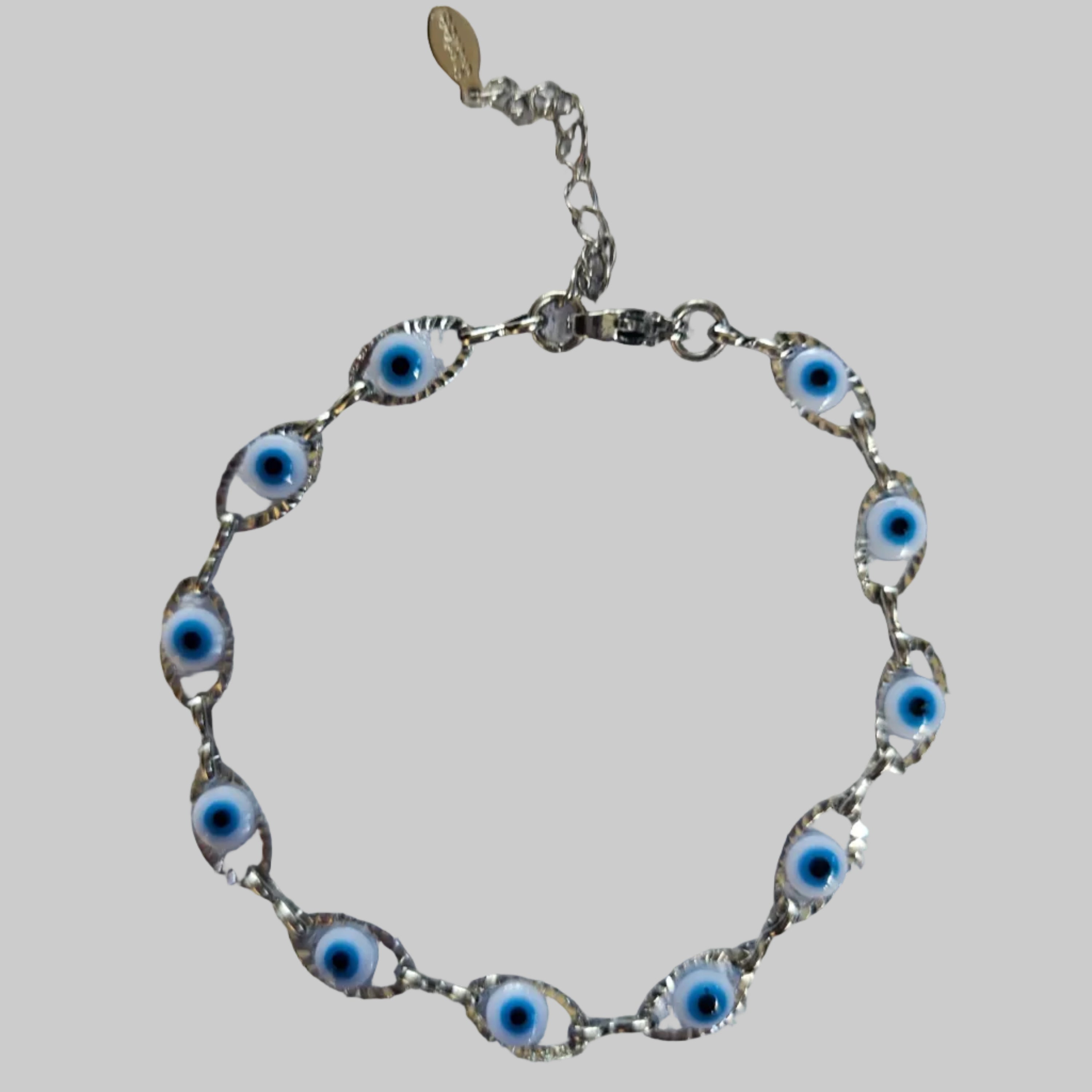 Stainless Steel Evil Eye Bracelet - Silver