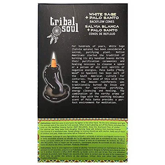 Tribal Soul Jumbo Backflow Cones - White Sage & Palo Santo
