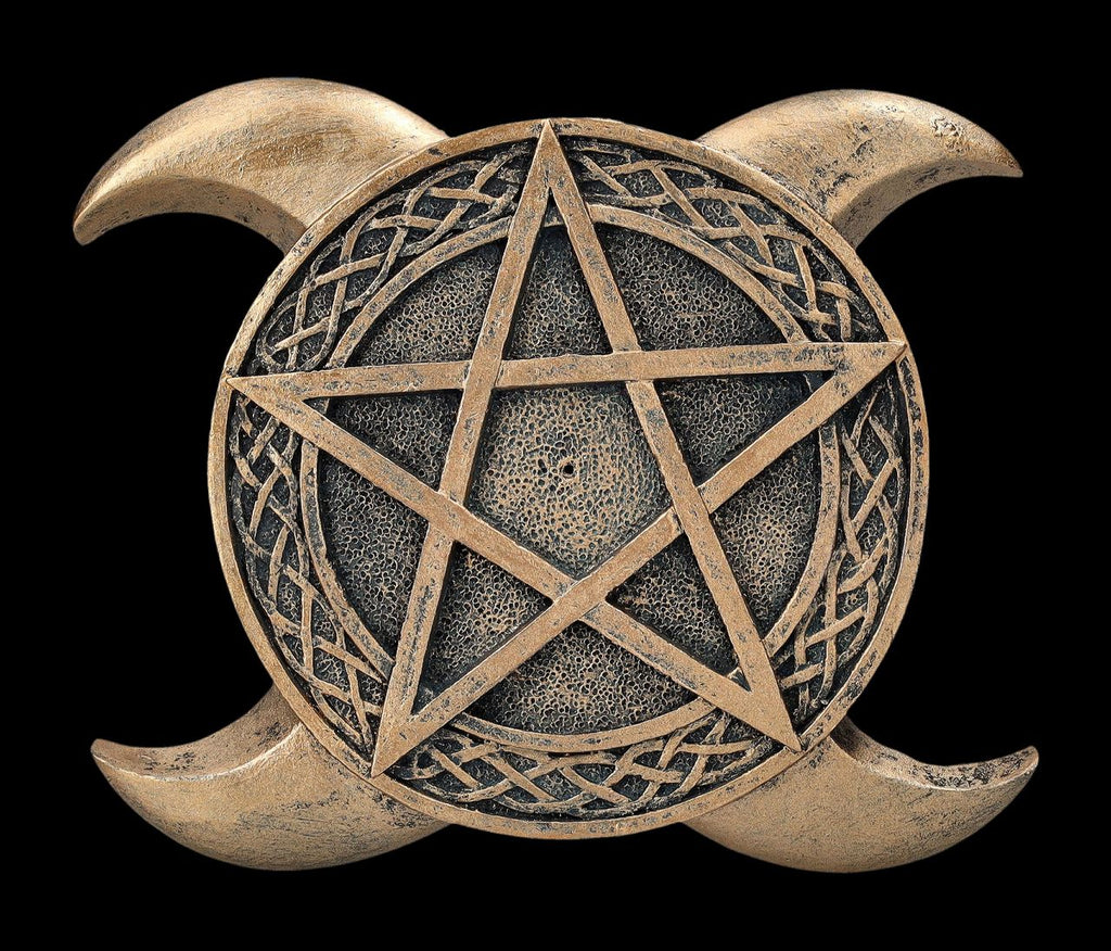 Triple Moon Pentacle Incense Burner 15.5cm