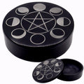Pentacle Moon Inlay Soapstone Box 4cm x 13cm