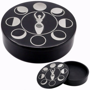 Moon Goddess Soapstone Box 4cm x 13cm