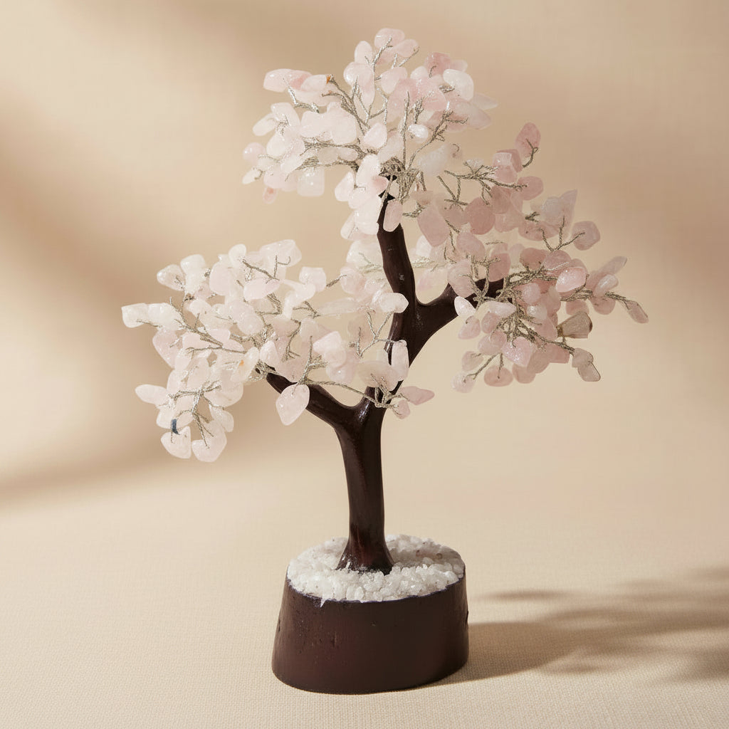 Crystal Chip Tree Large - Rose Quartz