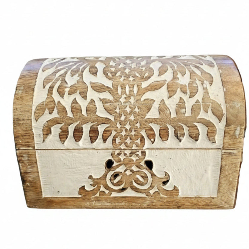 Carved Tree of Life Timber Chest