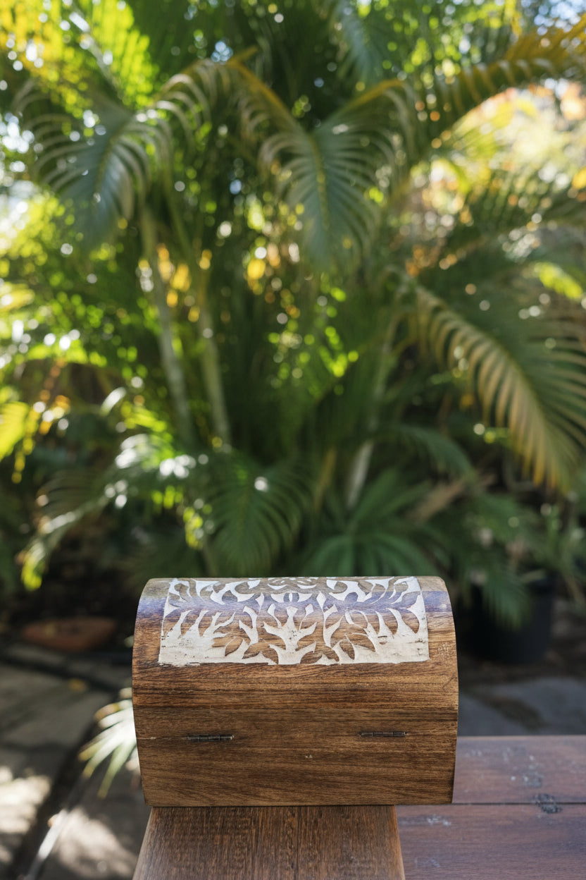 Carved Tree of Life Timber Chest