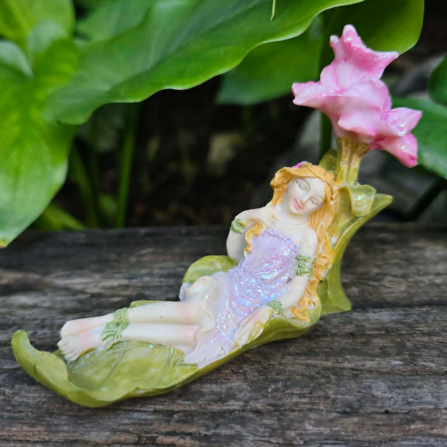 Relaxing Fairy on Flower Bed