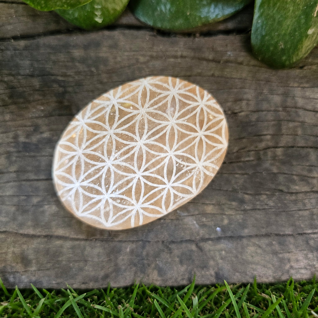 Selenite Peach Palm Stone