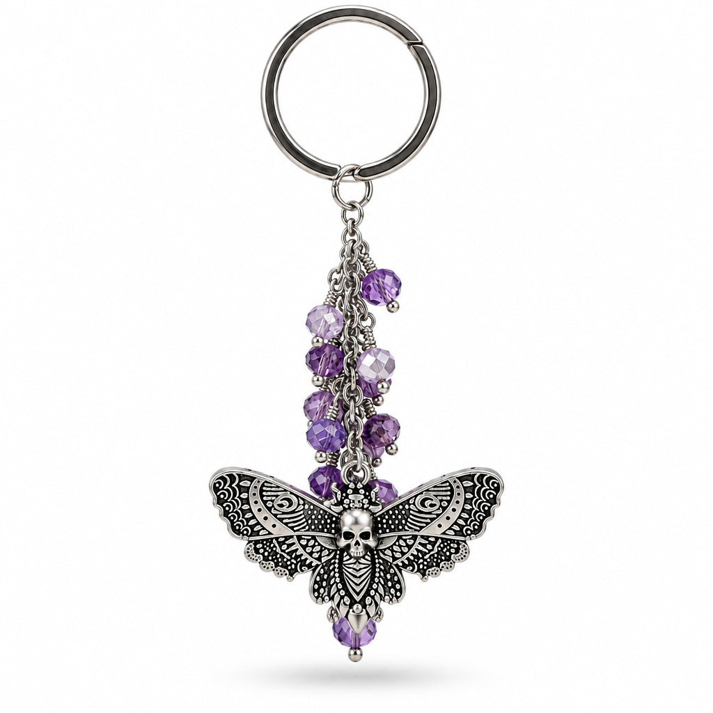 Moth Keyring Bag Charm - Antique Silver