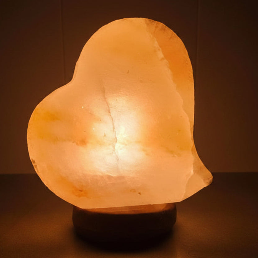 12V Hamalayan Salt Lamp - Heart with Onyx Base