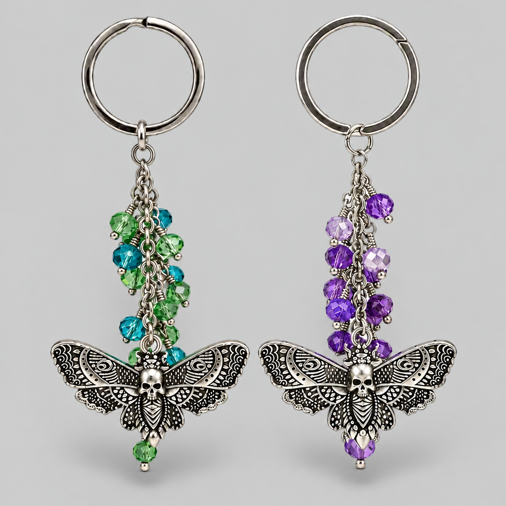 Moth Keyring Bag Charm - Antique Silver