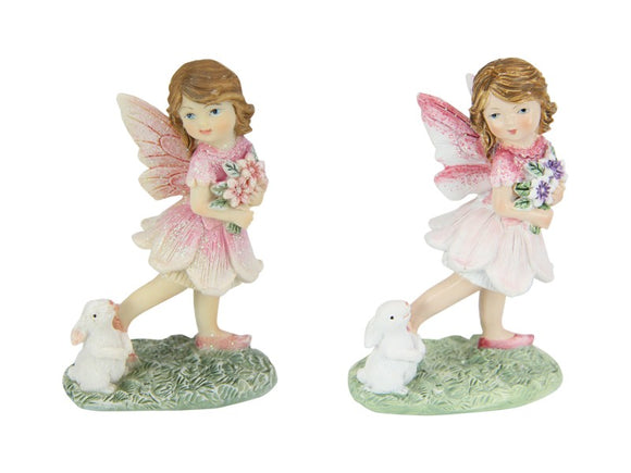 9cm Fairy Holding Flowers with Rabbit