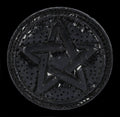 Black Carved  Soapstone Pentagram Incense Plate