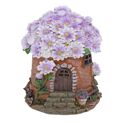 Purple Flower Solar Fairy Garden House FV390