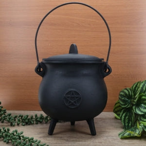Cauldron Cast Iron Pentacle Matte Black 15x15X22cm