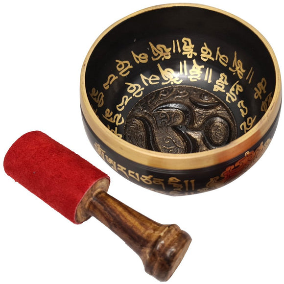 Singing Bowl - Om Mantra Black 9cm