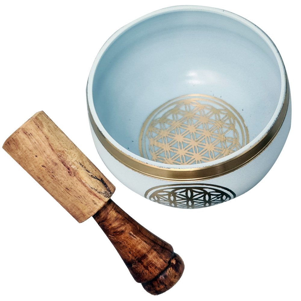 Flower of Life White Singing Bowl 8cm