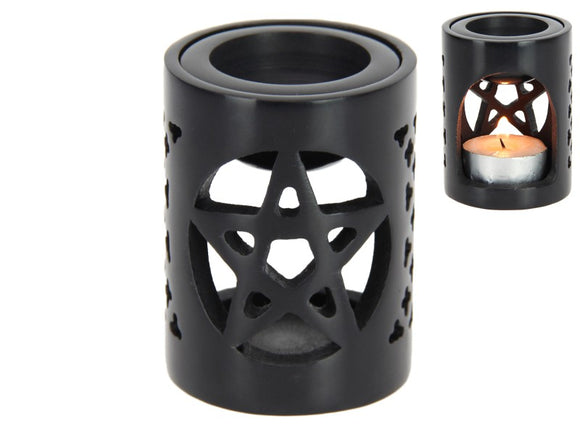 8cm Black Soapstone Pentagram Oil Burner