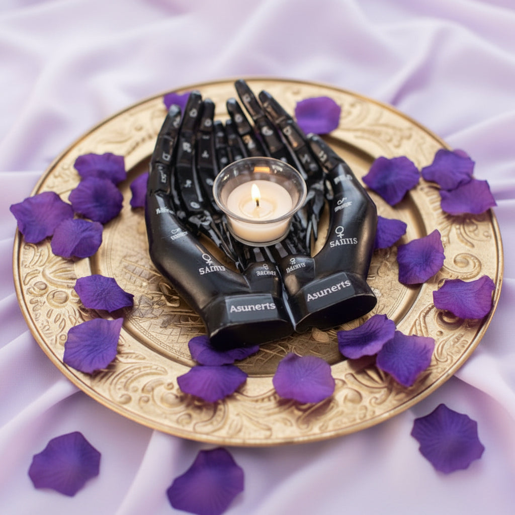 Palmist's Guide Tealight Holder (Black) 22.3cm
