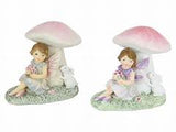 8cm Fairy W/Rabbit Under Mushroom