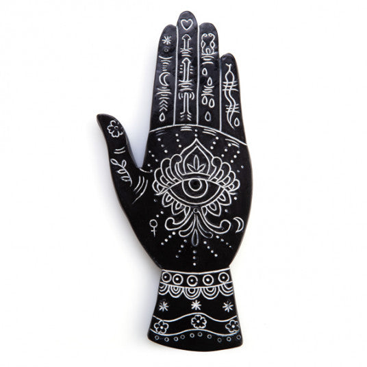 Palmistry Hand Incense Burner 20cm Black/White
