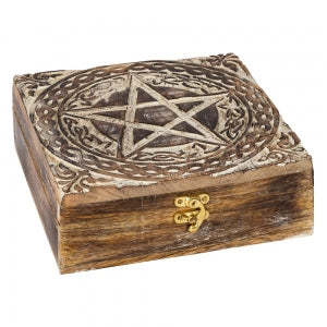 Wooden Storage Box - Celtic Pentacle 20cm x 20cm