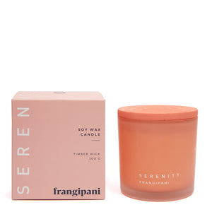 Serenity Candle Timber Wick 300g - Frangipani