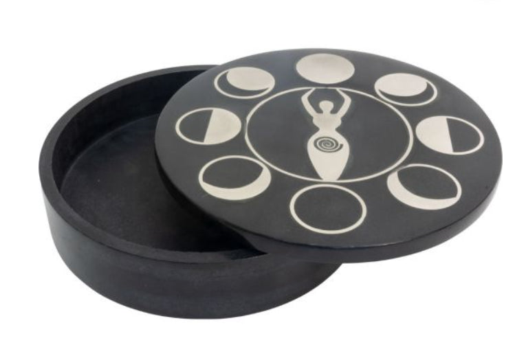 Moon Goddess Soapstone Box 4cm x 13cm