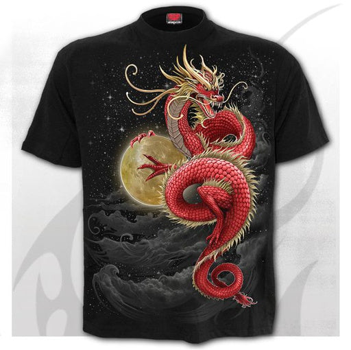 Spiral Direct Font Print T-Shirt - Shenlong