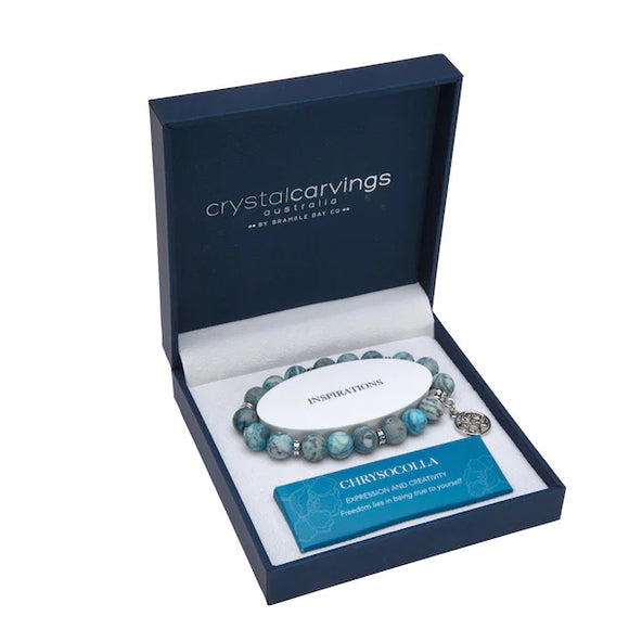 Crystal Carvings Bracelet - Chrysocolla Matte