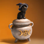 Black Cat Cauldron Trinket Box