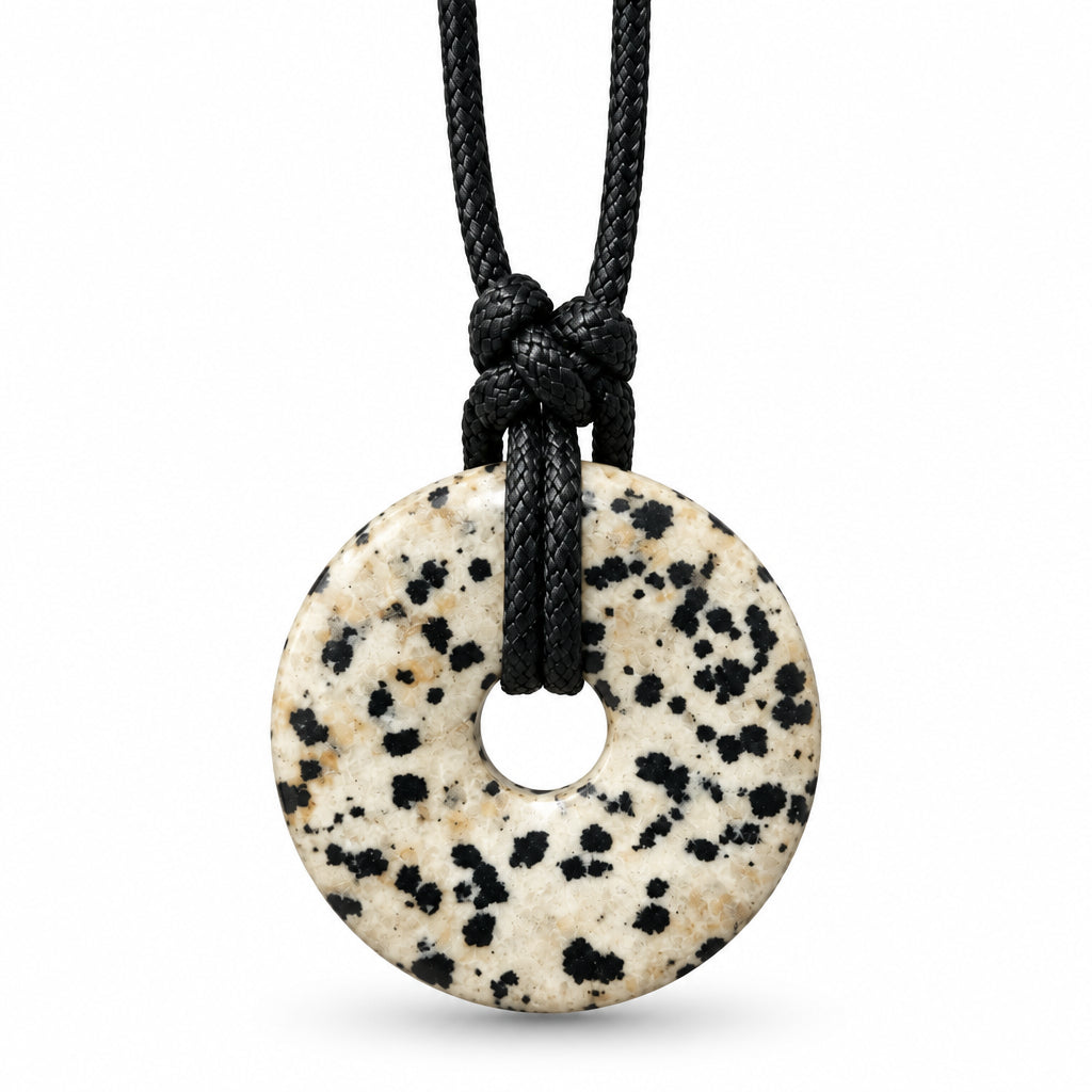 Dalmation Jasper Donut Necklace 35mm
