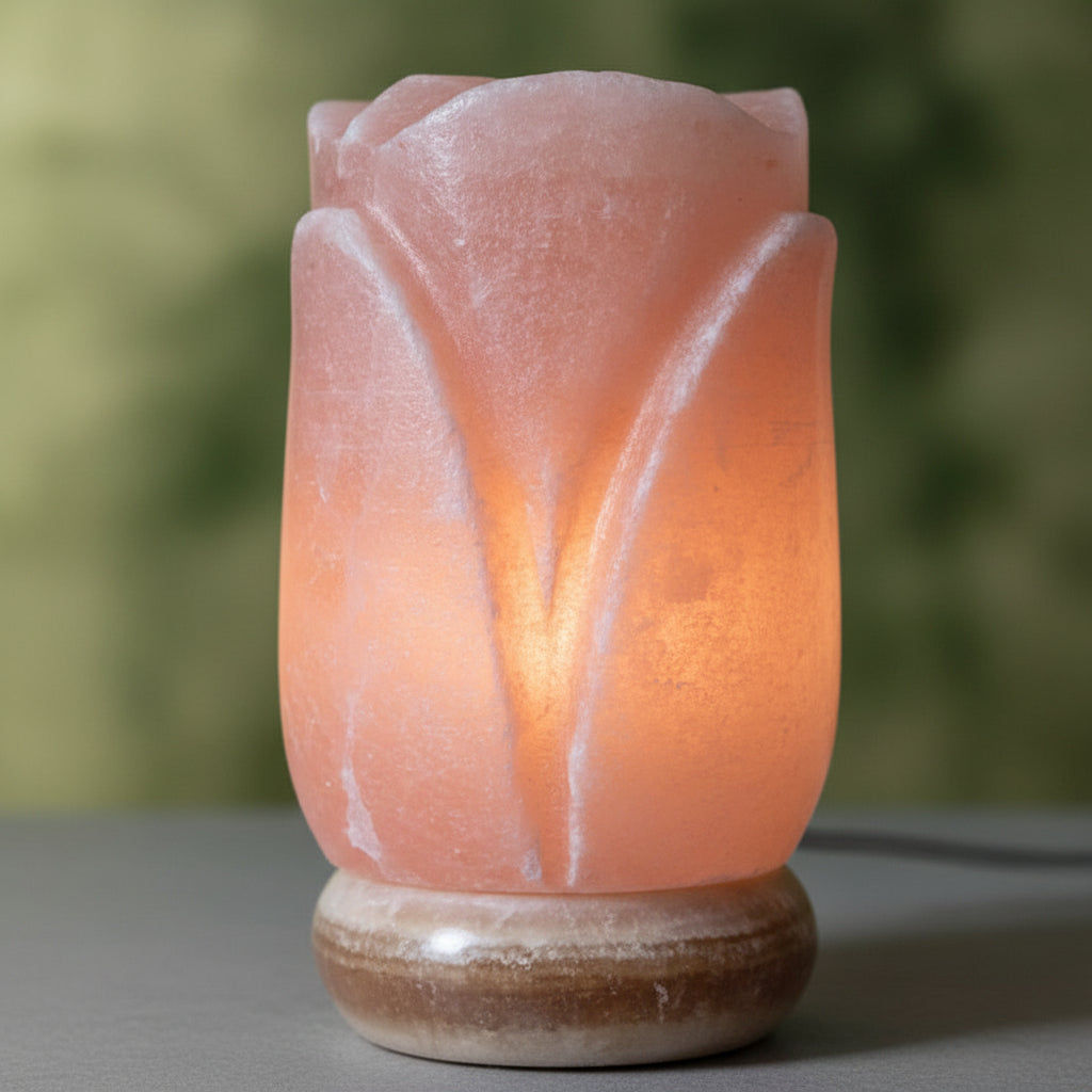 Flower Hamalayan Salt Lamp with Onyx Base