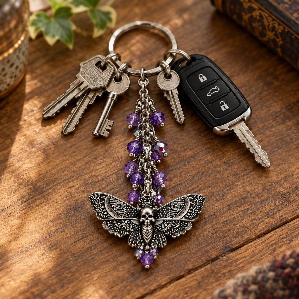 Moth Keyring Bag Charm - Antique Silver