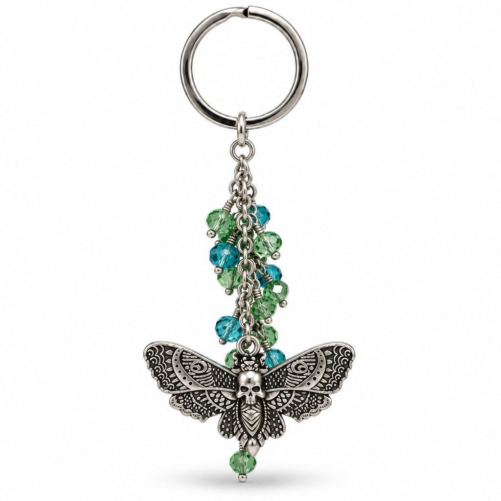 Moth Keyring Bag Charm - Antique Silver
