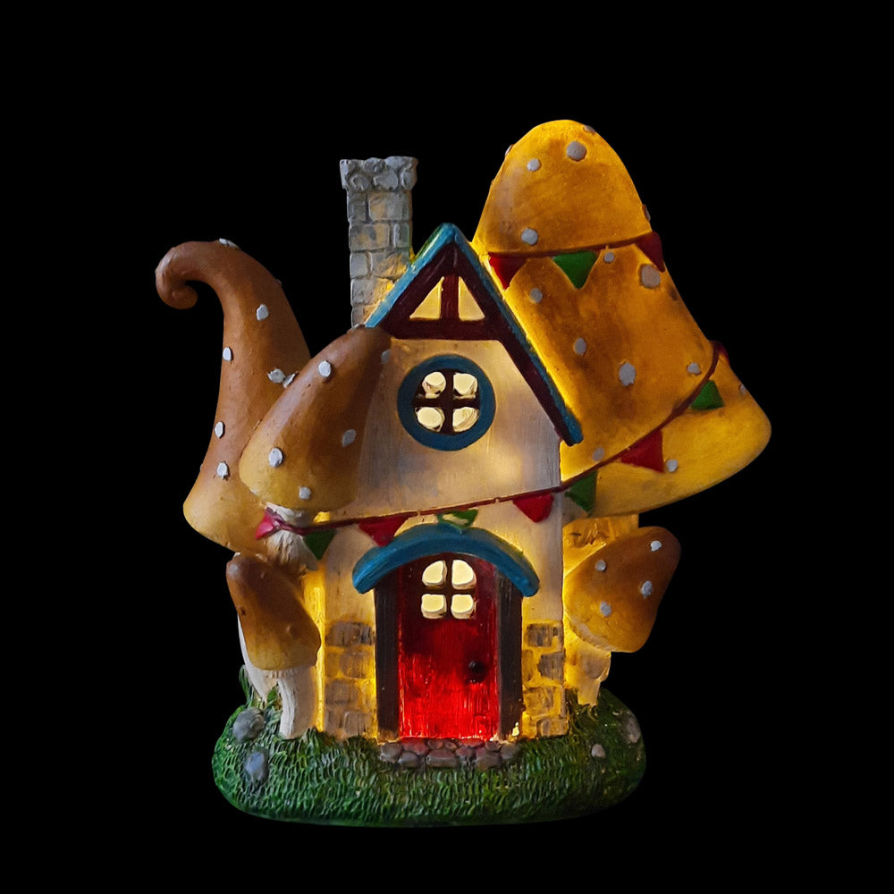 Mushroom House Narrow LED Light-Up 20cm
