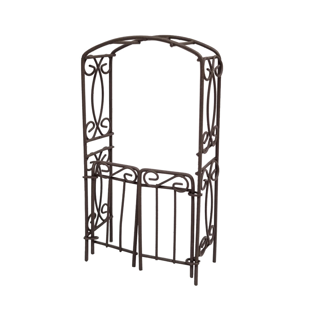 Metal Garden Arbour w/Hinged Gates – Rust