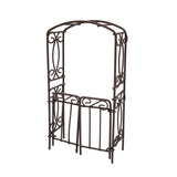Metal Garden Arbour w/Hinged Gates – Rust