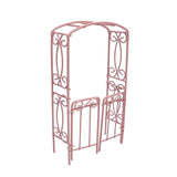 Metal Garden Arbour w/Hinged Gates – Pink