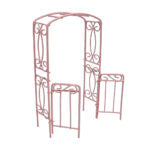 Metal Garden Arbour w/Hinged Gates – Pink
