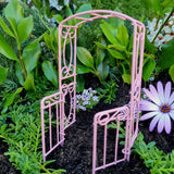 Metal Garden Arbour w/Hinged Gates – Pink