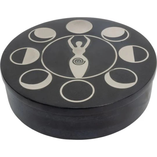 Moon Goddess Soapstone Box 4cm x 13cm