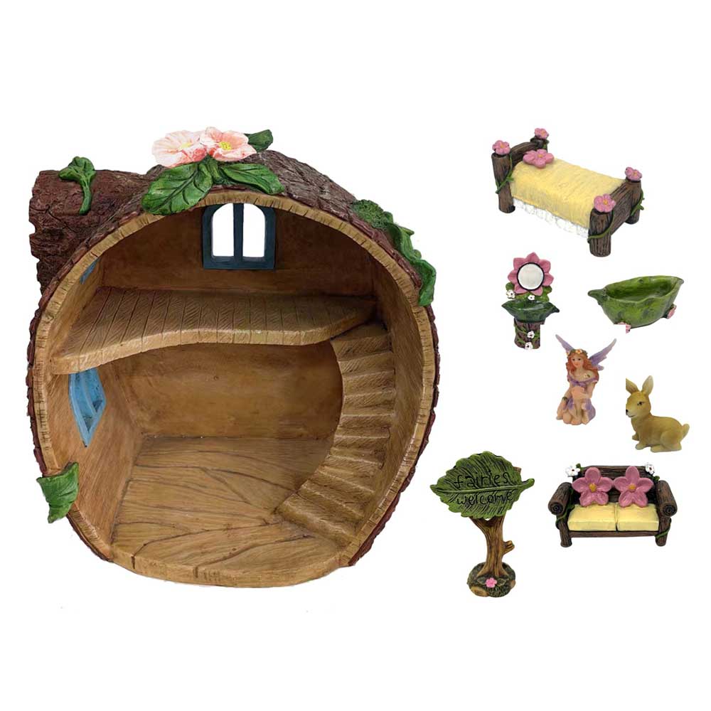 Two Story Log Cabin w/7 Piece Pack
