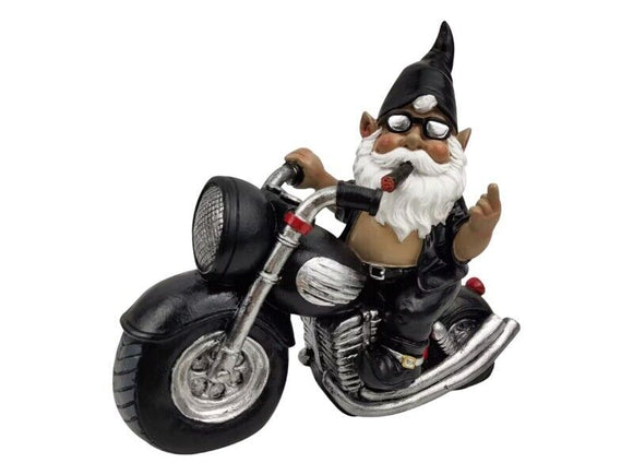 Rude Biker Gnome on Bike 22cm