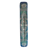 Flat Painted Blue Floral Timber Incense Burner