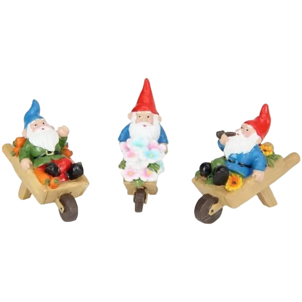 8cm Sitting Gnome on Wheelbarrow