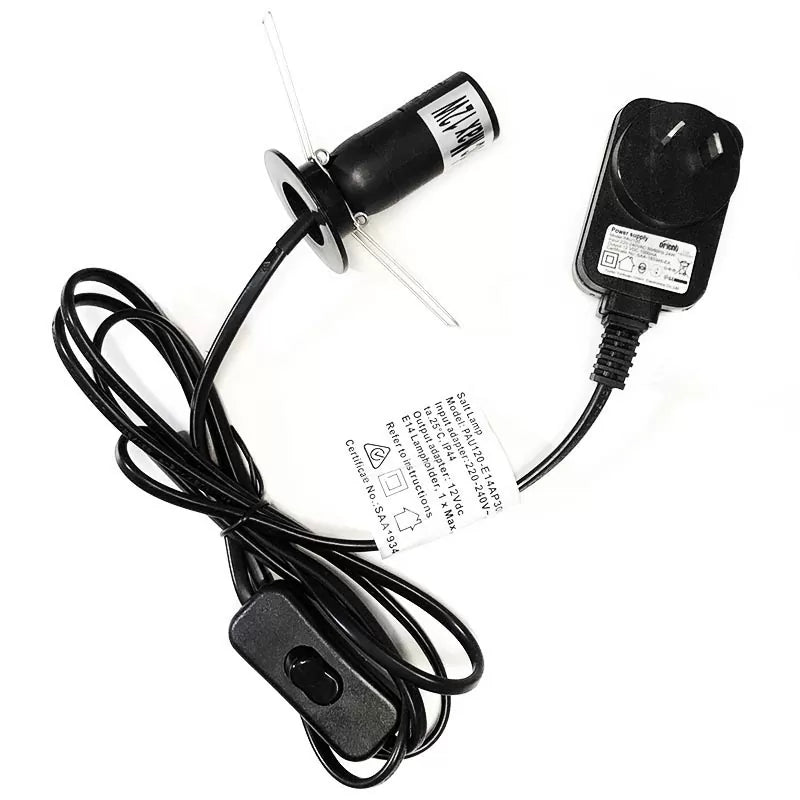 Salt Lamp Cord 12V with Globe - Black