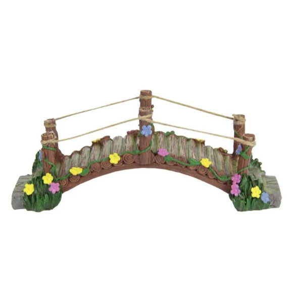 20cm Fairy Garden Bridge with Ropes & Flowers