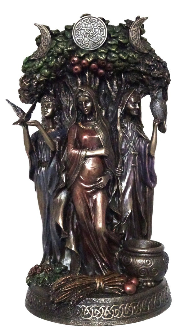 Triple Goddess - Mother, Maiden & Crone - Cold-Cast Bronze