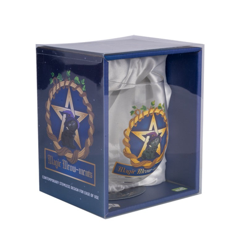 Black Cat Pentacle Stemless Wine Glass